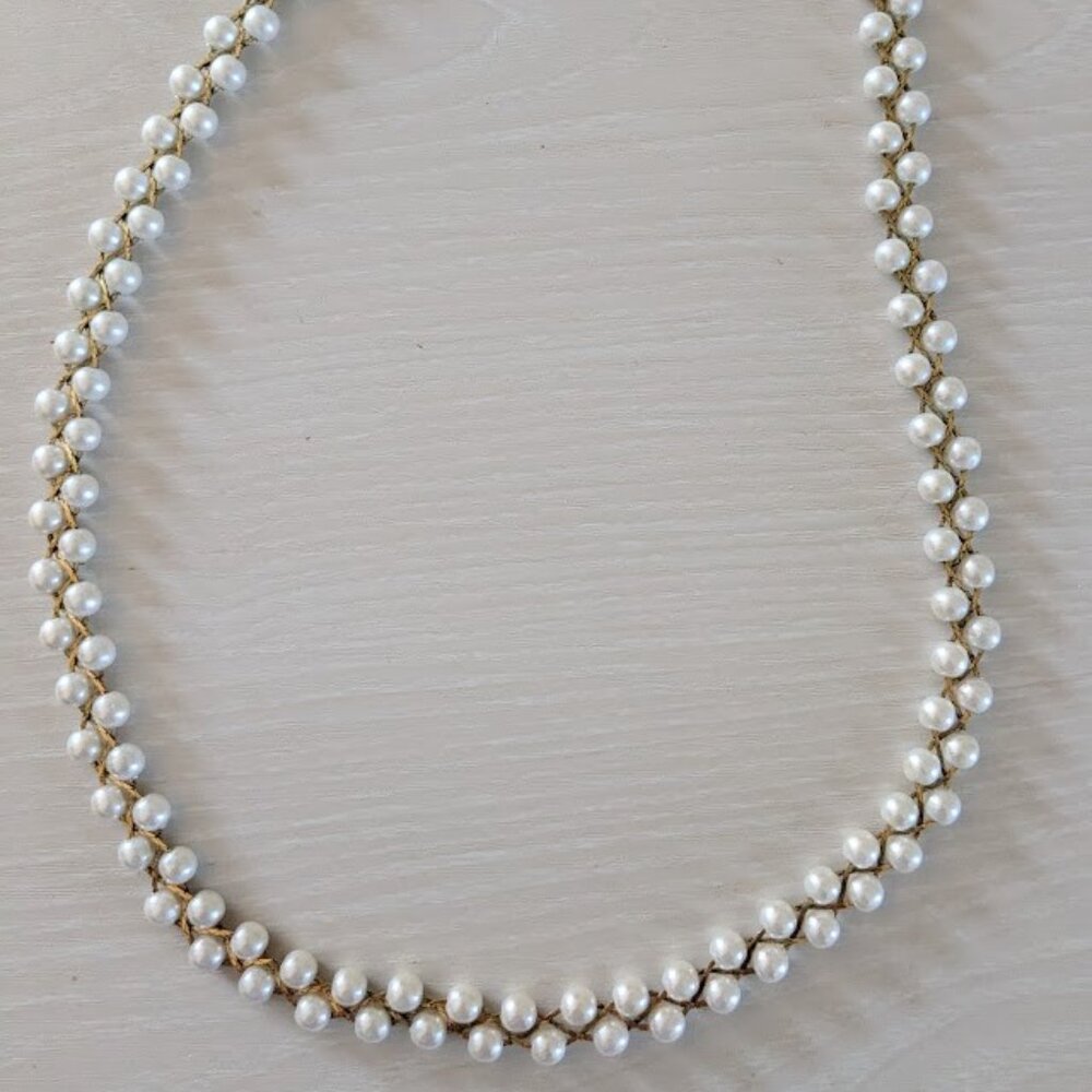 Vintage Jewelry Necklace Braided Faux Pearl